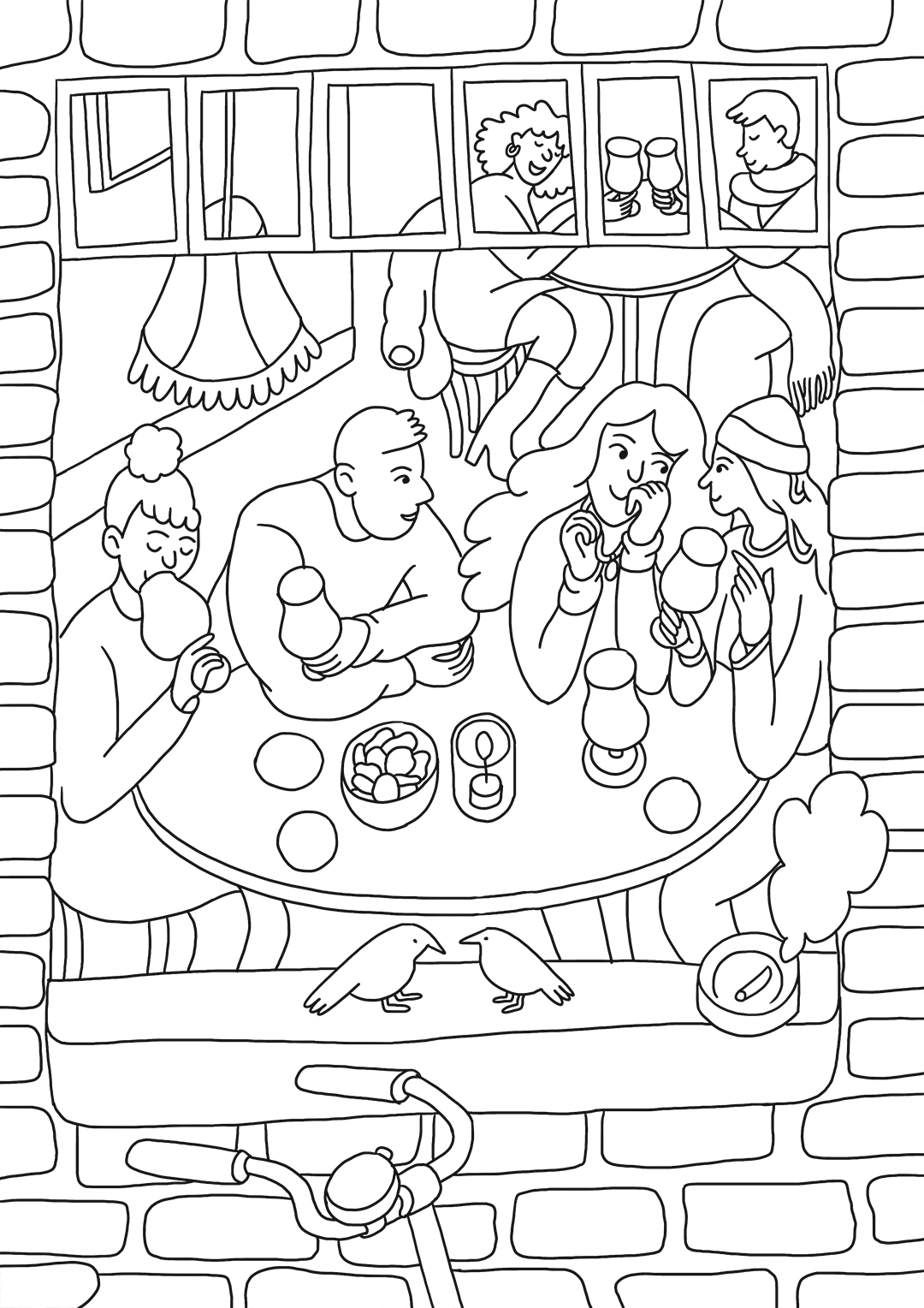 people enjoying beer illustration