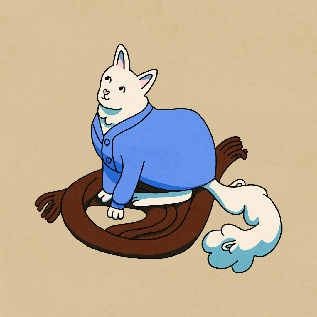 cute cat with scarf illustration