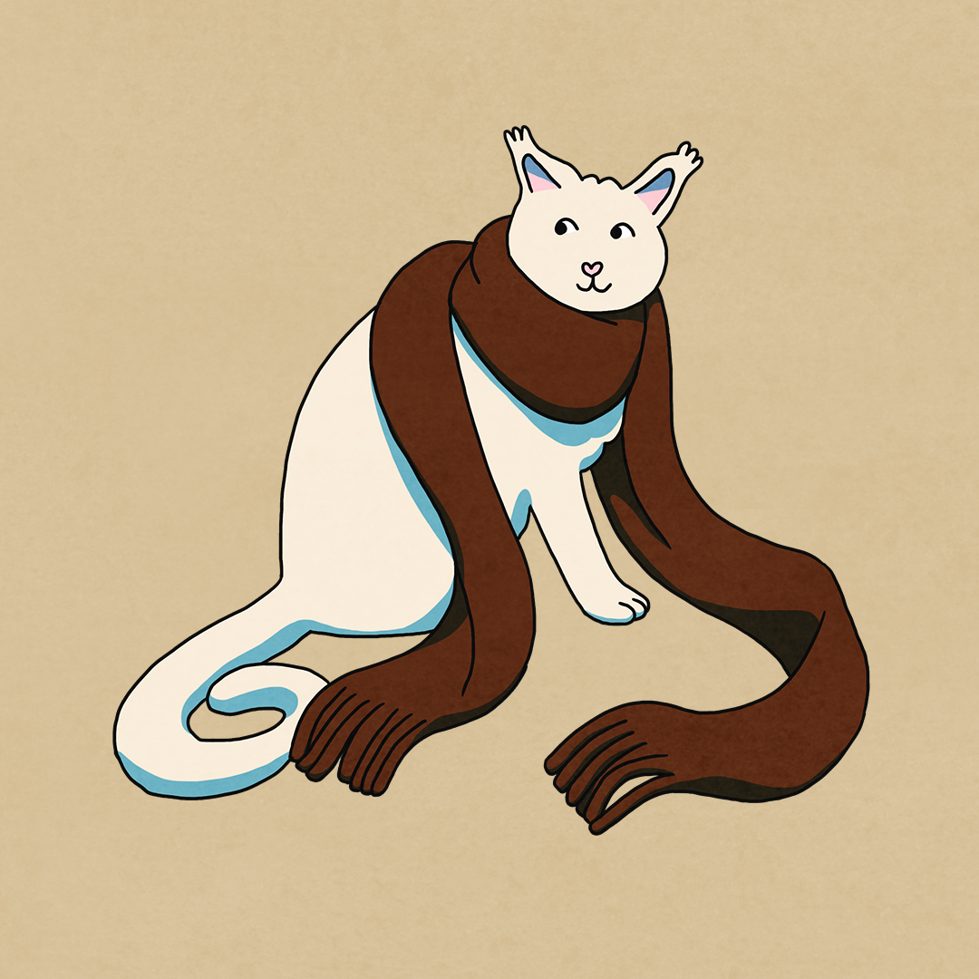 cute cat with scarf illustration