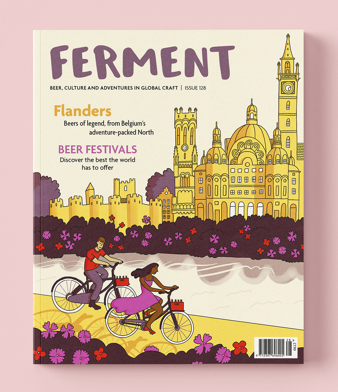cycling through city illustration for Ferment magazine