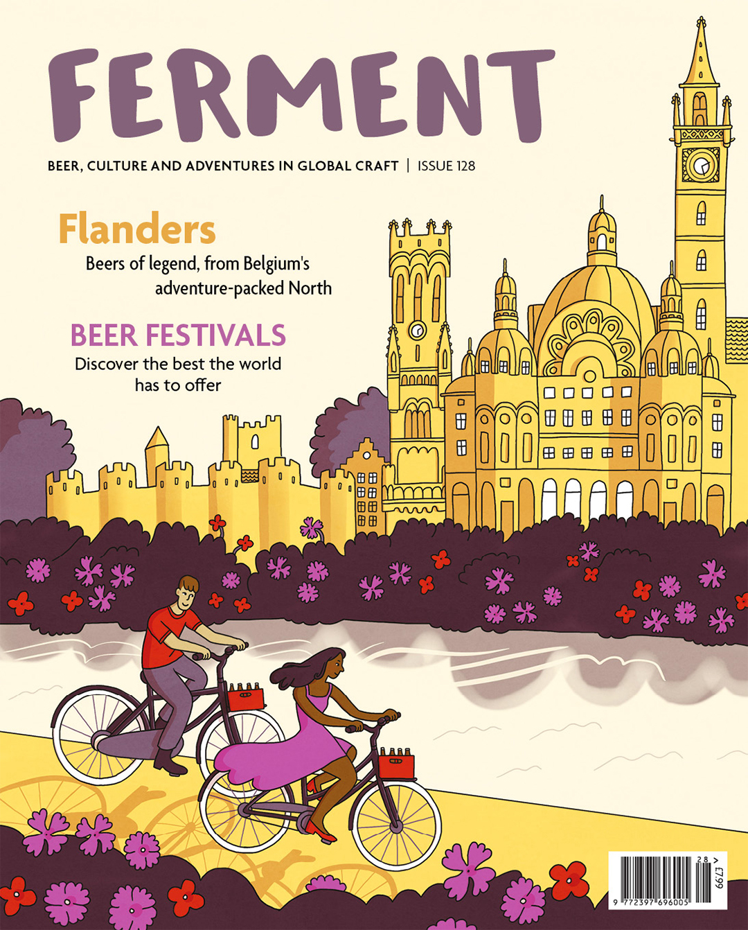 cycling through city illustration for Ferment magazine