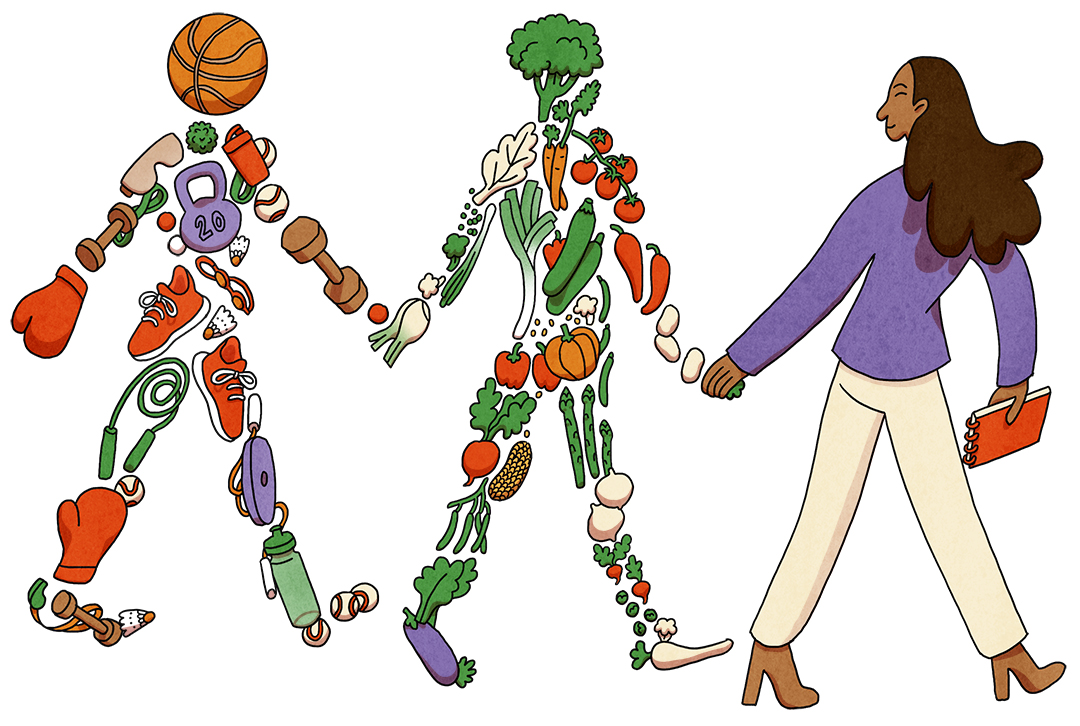 nutrition, exercise, therapy illustration