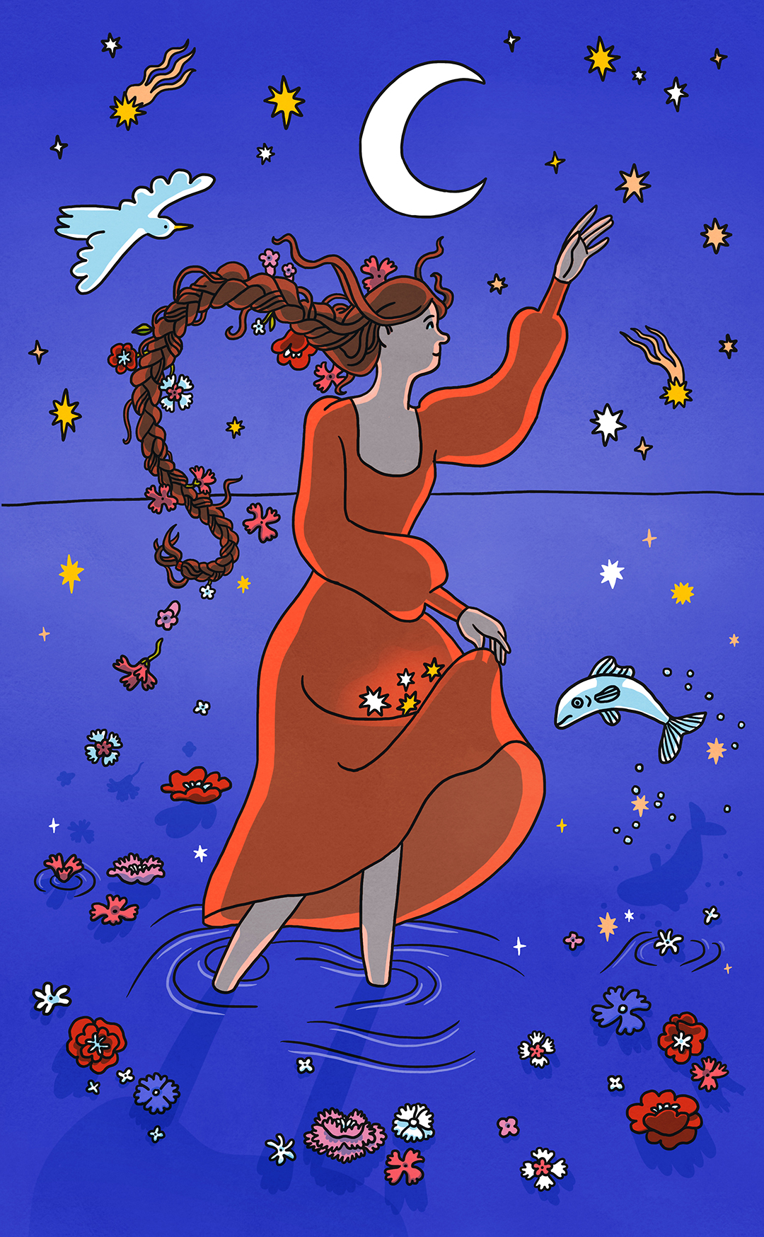 picking stars whimsical fantasy illustration