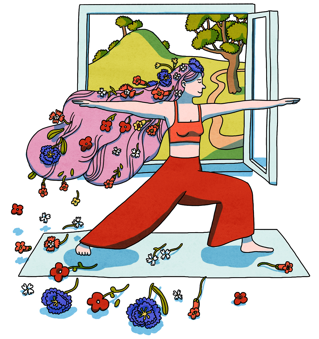illustration of a girl doing yoga