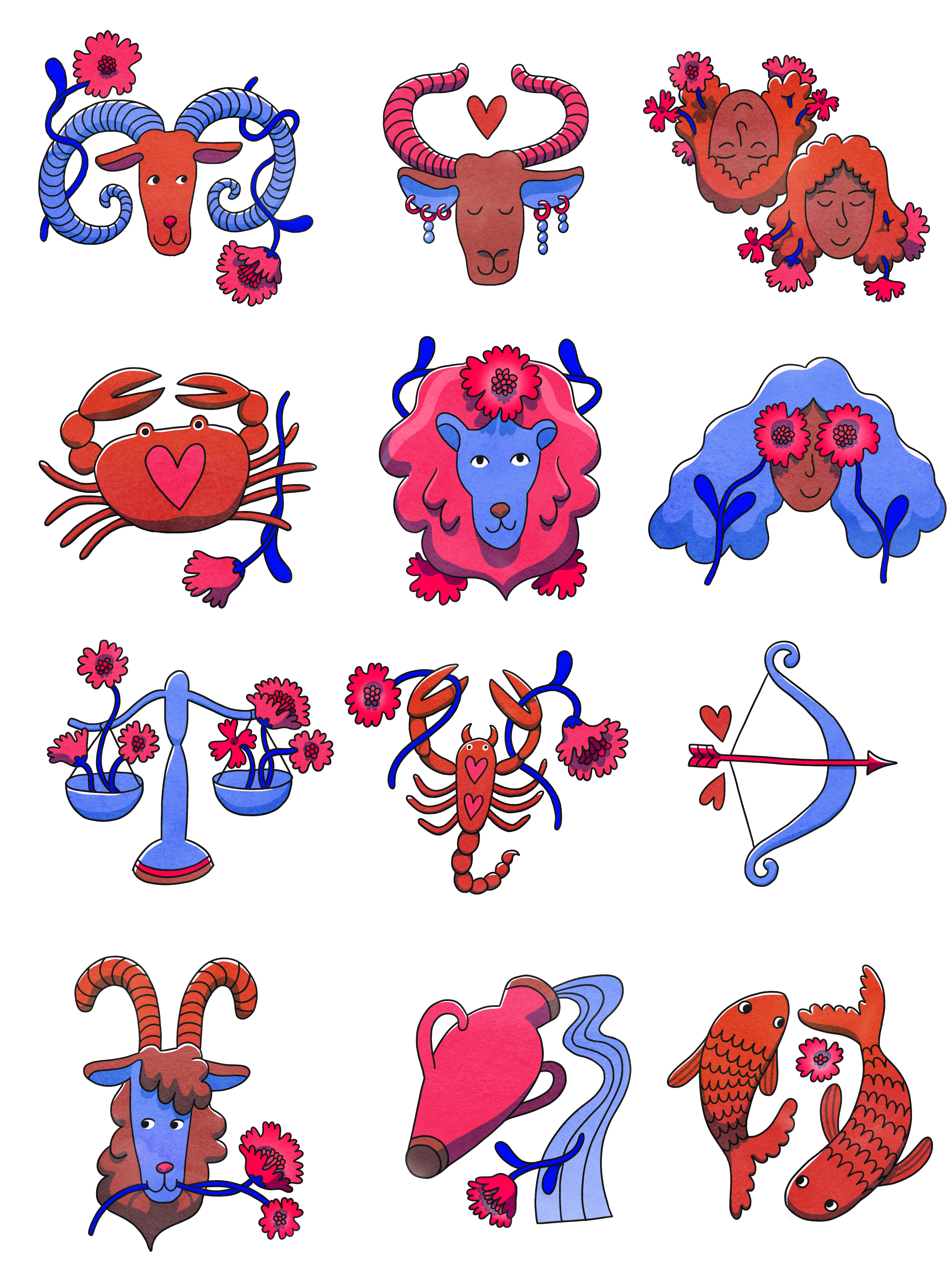 zodiac sign illustrations