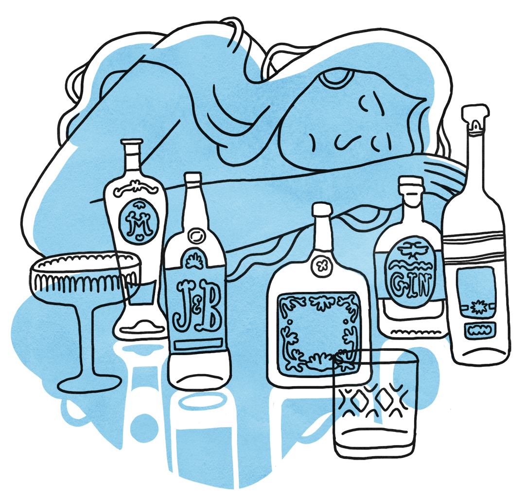 woman regretting drinking illustration