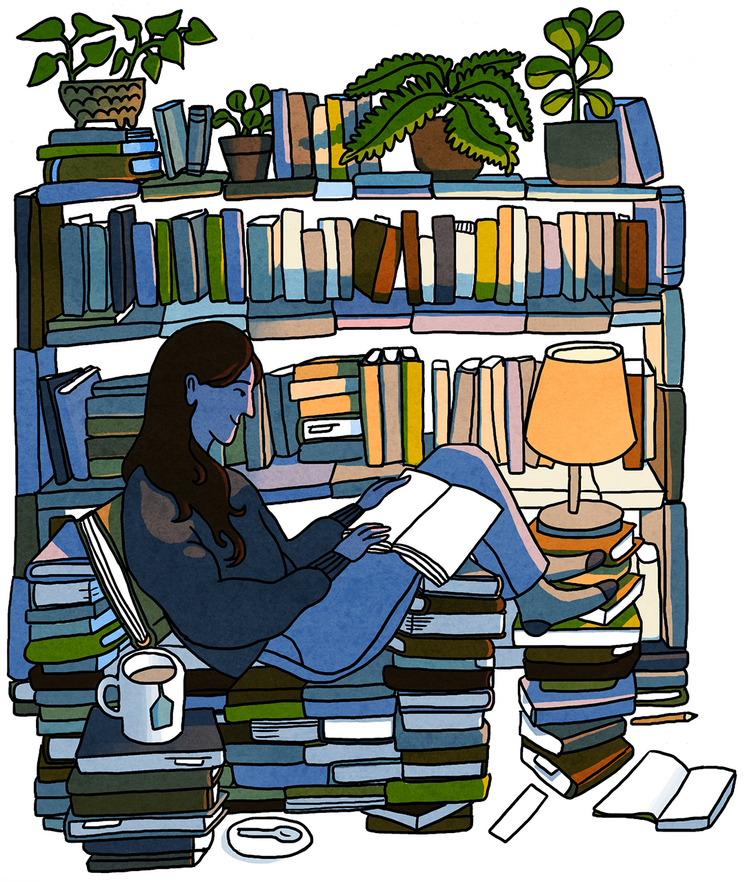 illustration of a girl reading