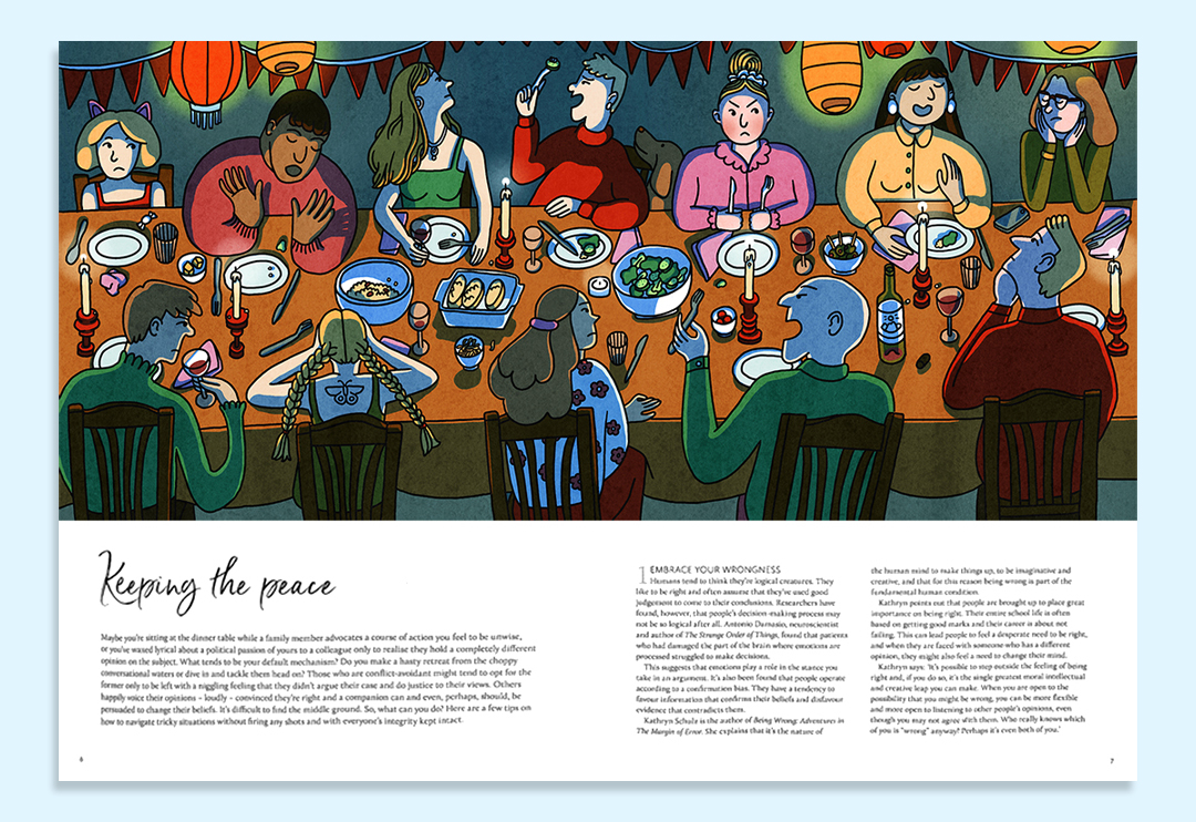 illustration of a family arguing at the dinner table