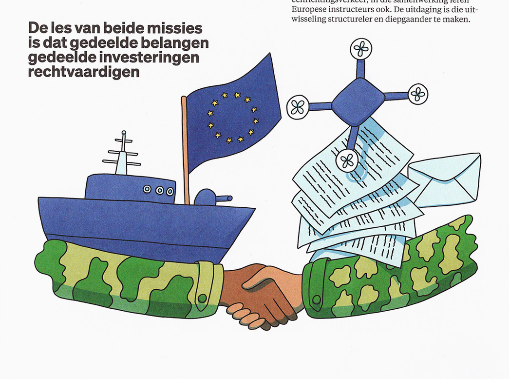 editorial illustration about European armies working together
