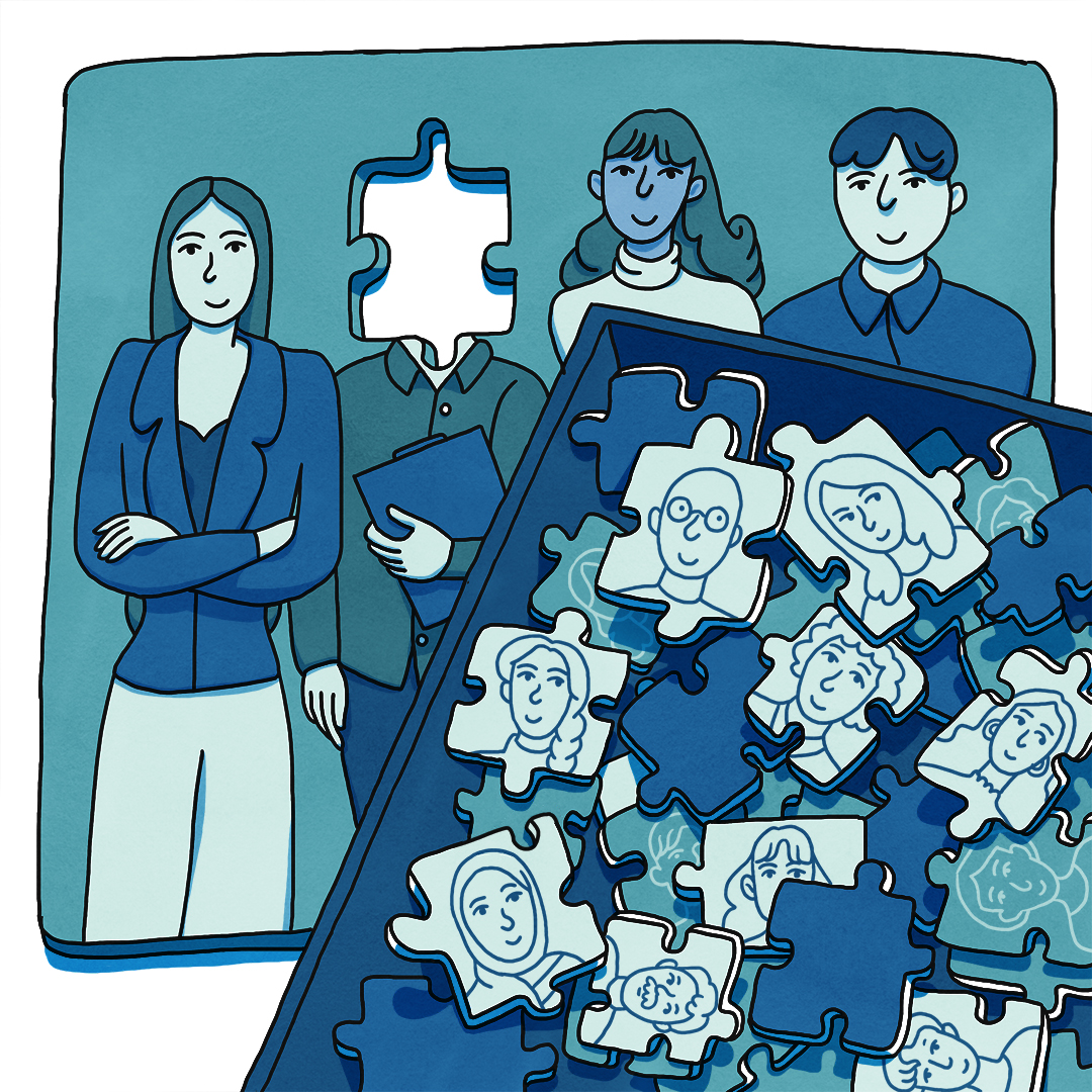 headhunting illustration with puzzle pieces