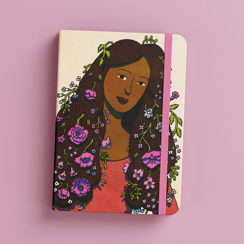 illustrated woman with flowers