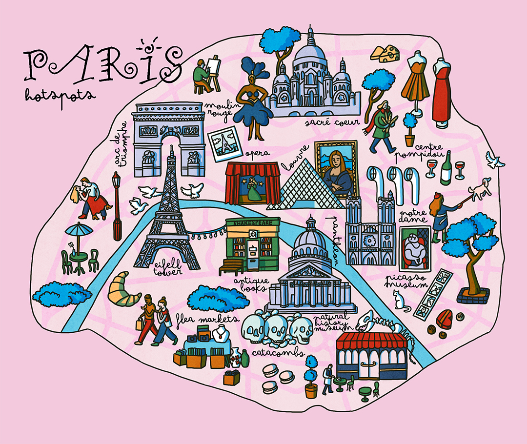 illustrated map of Paris