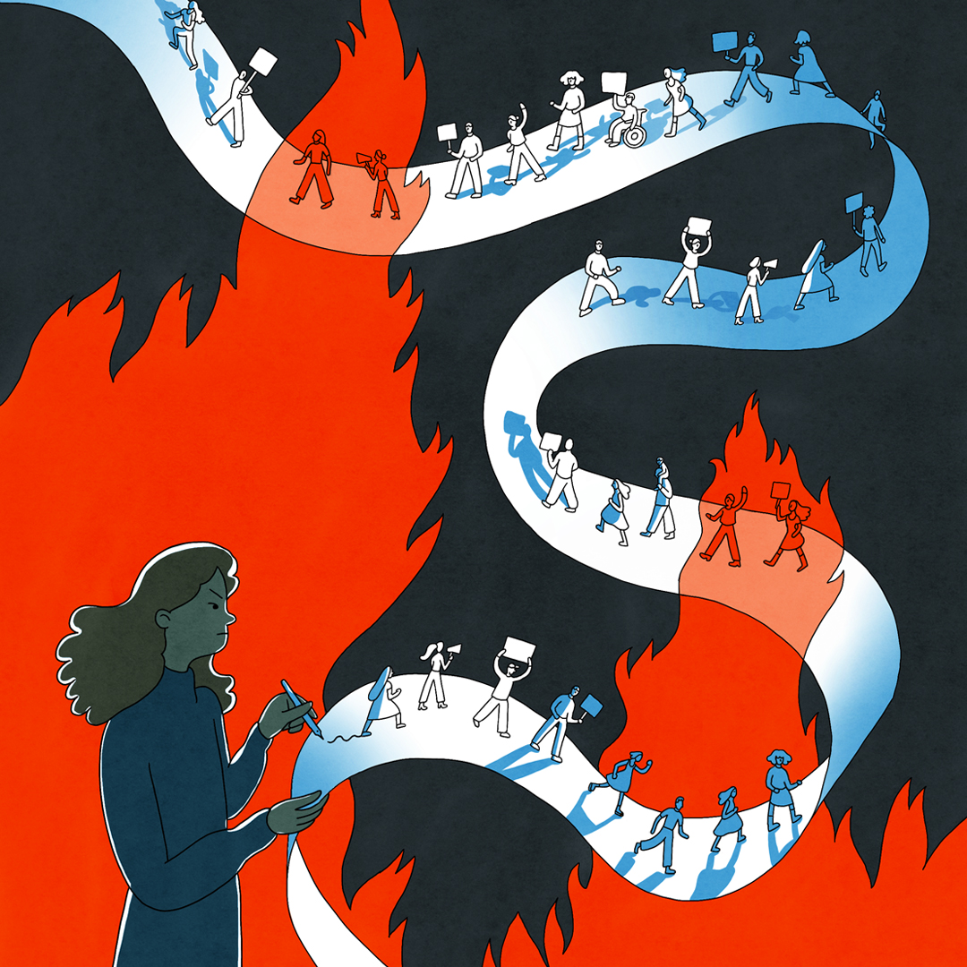 close-up of an illustration about protest through writing