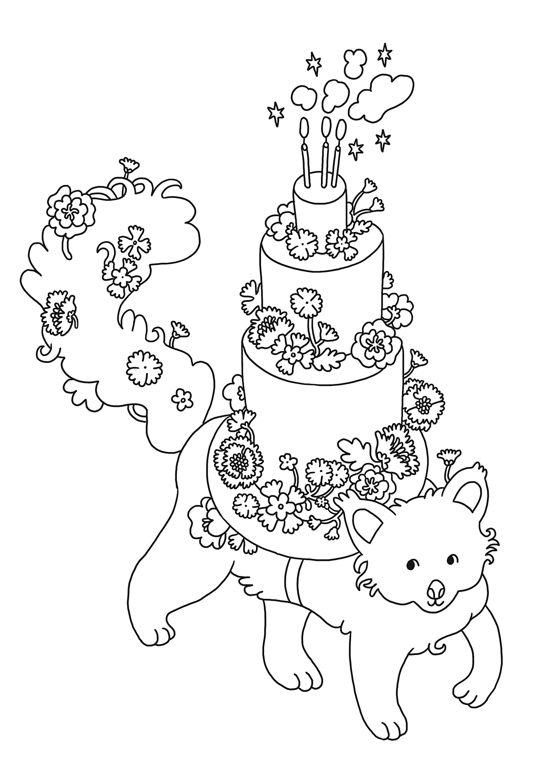 red panda line-art
