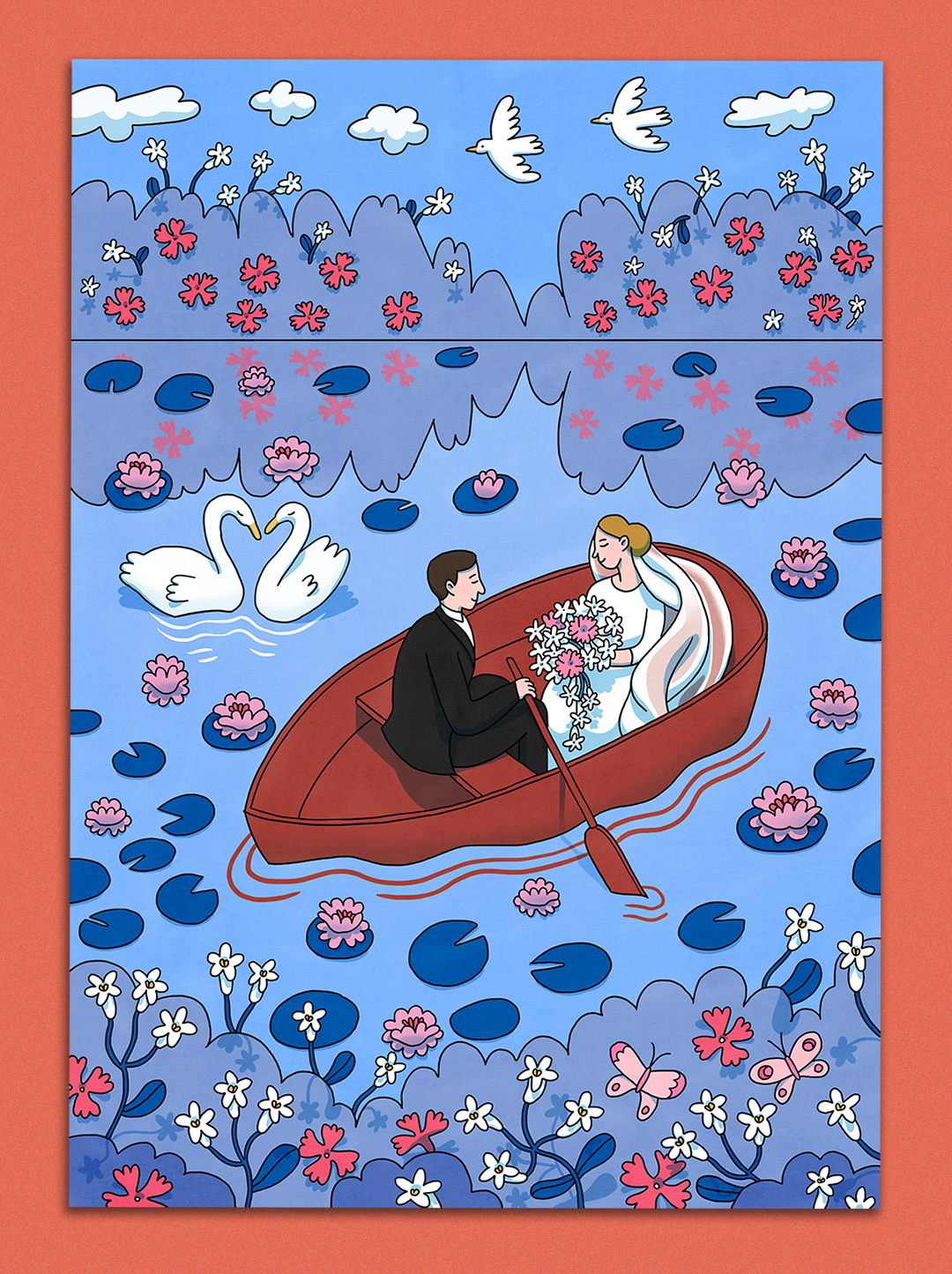 illustrated wedding invitation