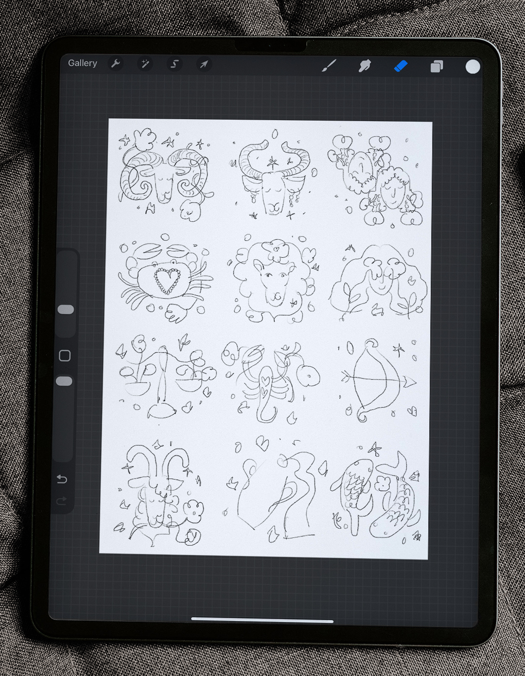 sketches for the  zodiac signs illustrations
